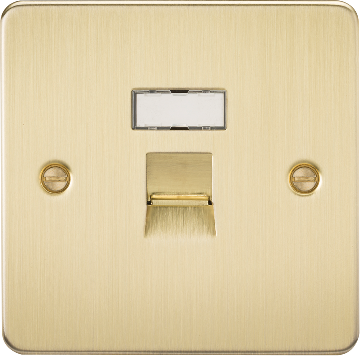 Flat Plate RJ45 network outlet - brushed brass