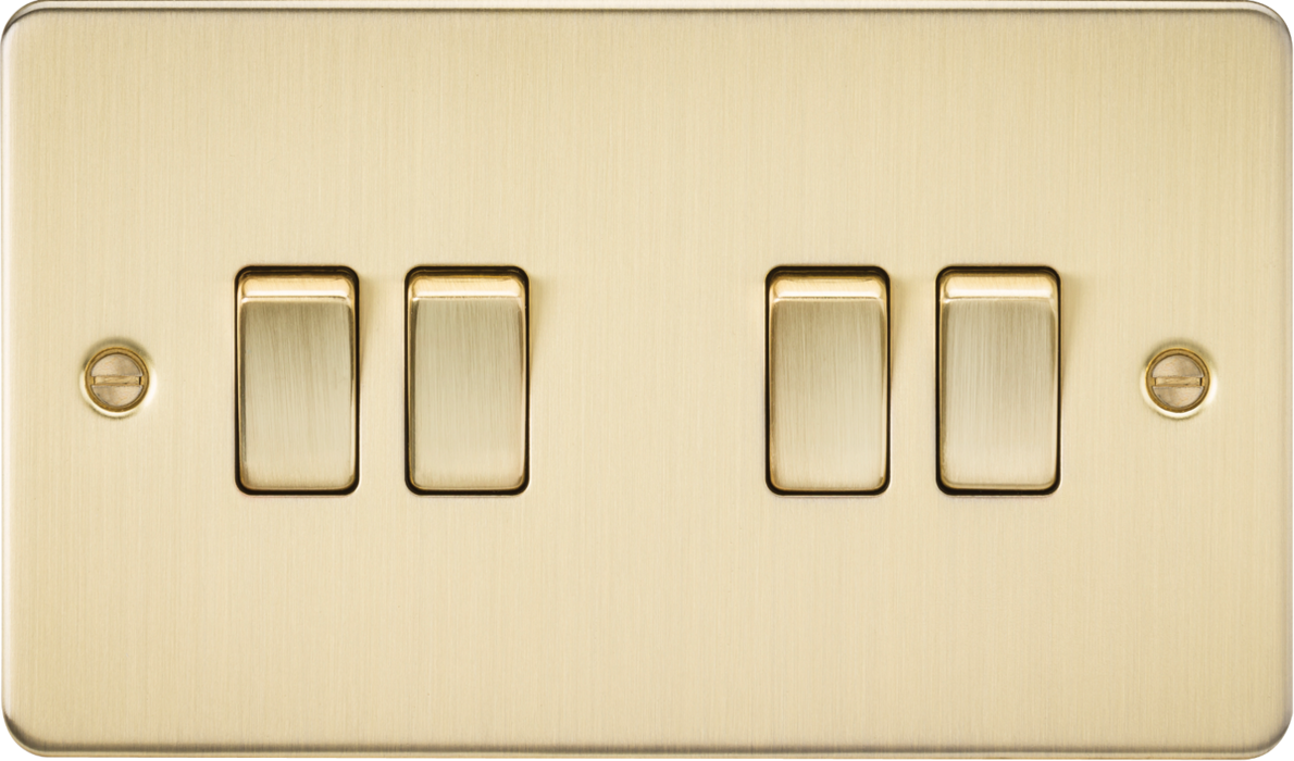 Flat Plate 10AX 4G 2-way switch - brushed brass