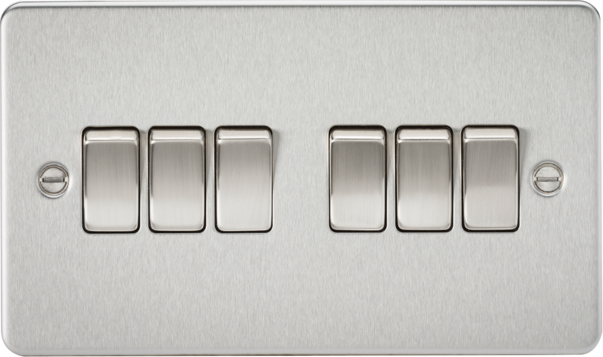 Flat Plate 10AX 6G 2-way switch - brushed chrome