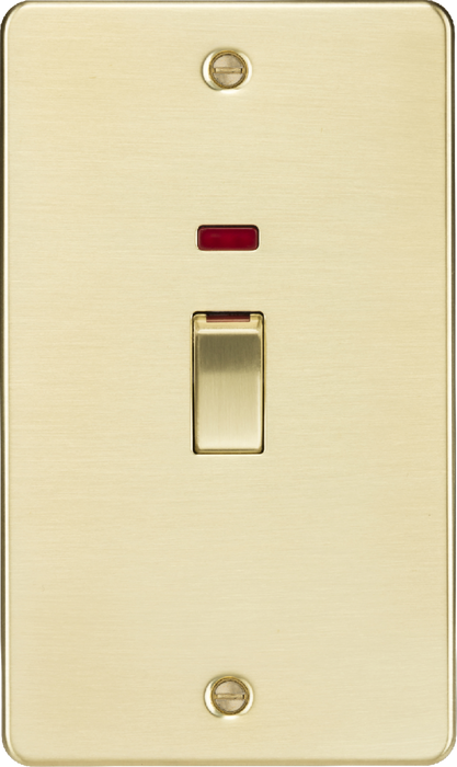 45A 2G DP Switch with neon - brushed brass