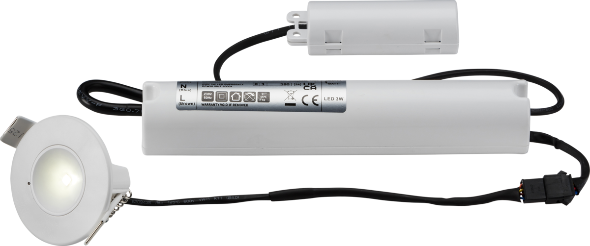 230V IP20 3.5W LED Self-test Emergency Downlight 3000K (maintained/non-maintained use)