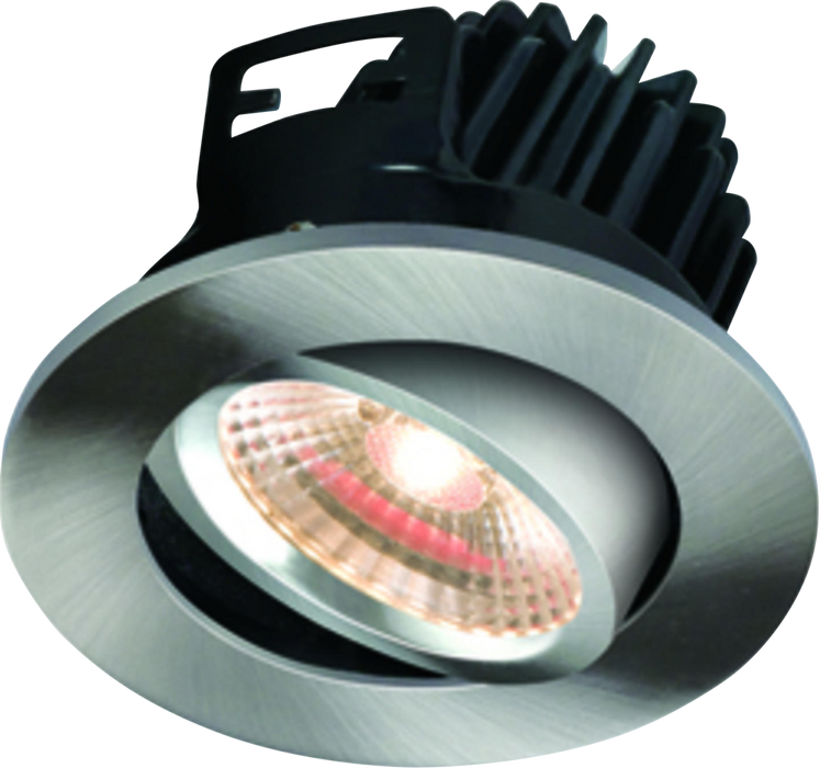 IP20 7W LED 3000K Warm White Tilt Downlight with Fixed Brushed Chrome Bezel